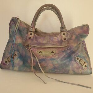 Balenciaga Graffiti giant City Bag Purse pink blue purple green grey gray silver